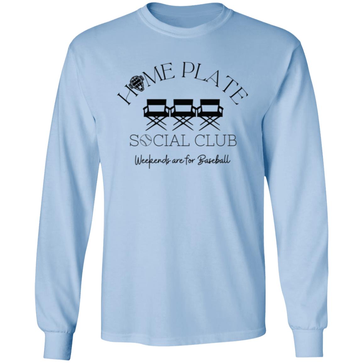 Home Plate Social Club (Baseball) Unisex Long Sleeve T-Shirt - Light Blue