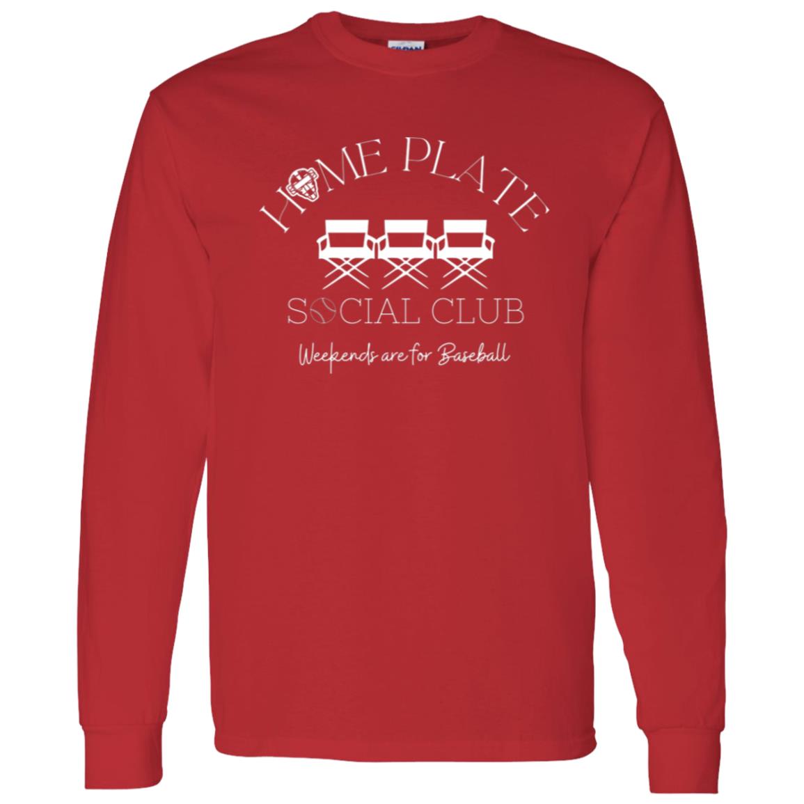 Home Plate Social Club (Baseball) Unisex Long Sleeve T-Shirt - Red