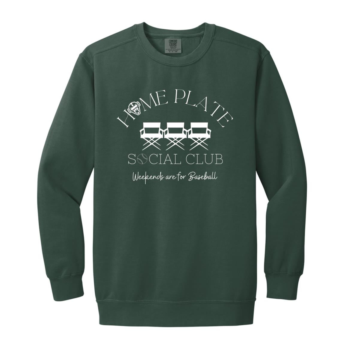 Home Plate Social Club (Baseball) Unisex Crewneck Sweatshirt - Blue Spruce