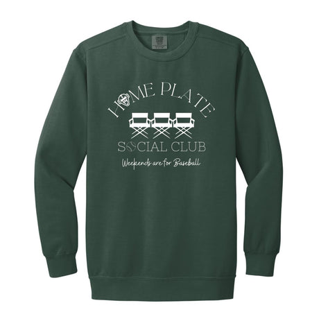 Home Plate Social Club (Baseball) Unisex Crewneck Sweatshirt - Blue Spruce