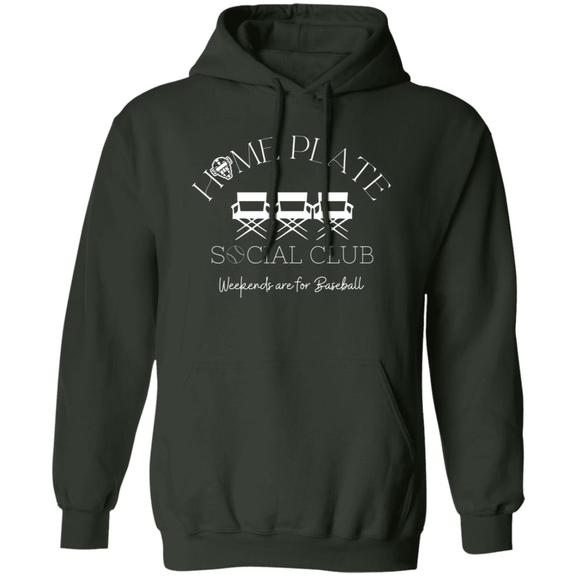 Home Plate Social Club (Baseball) Unisex Pullover Hoodie - Forest Green