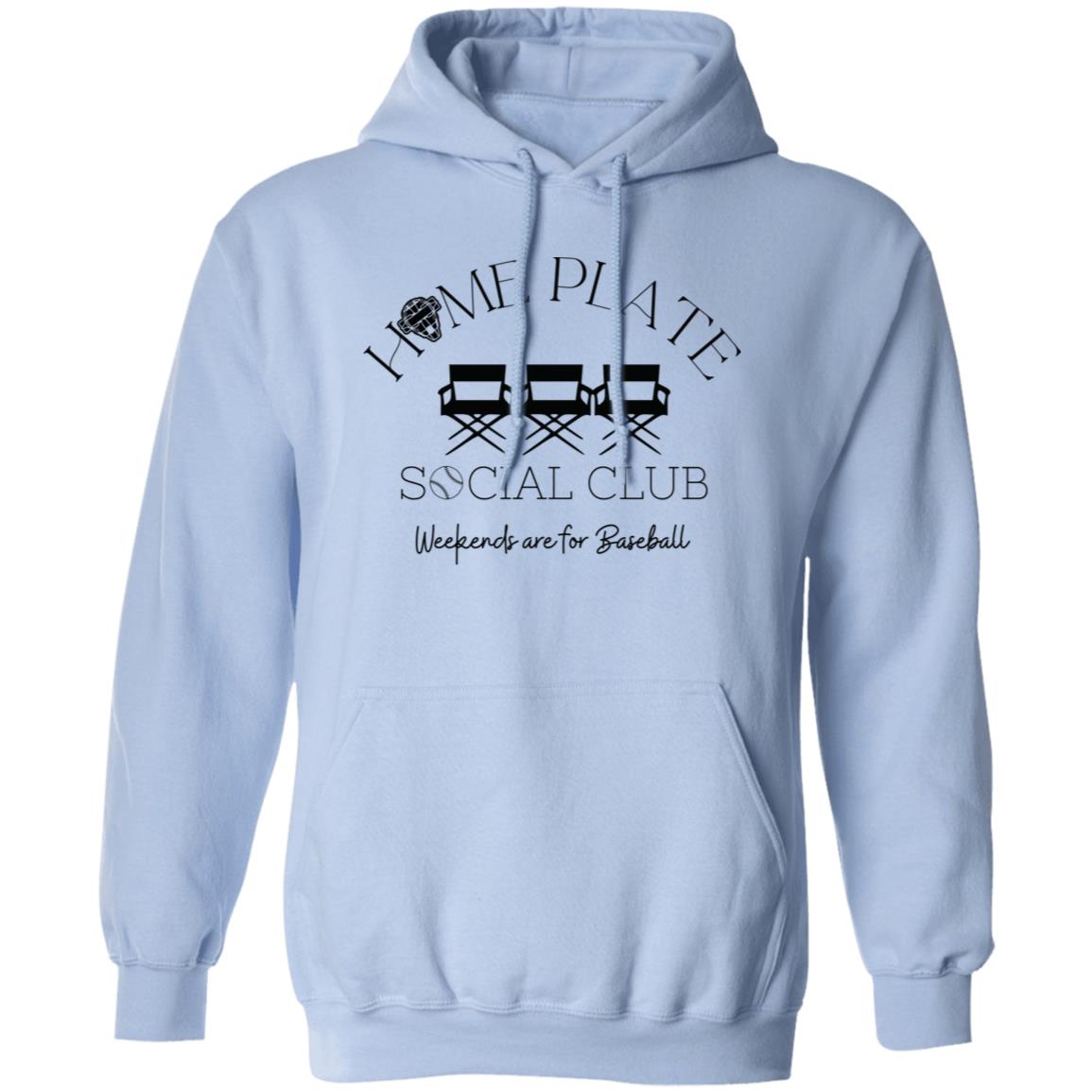 Home Plate Social Club (Baseball) Unisex Pullover Hoodie - Light Blue