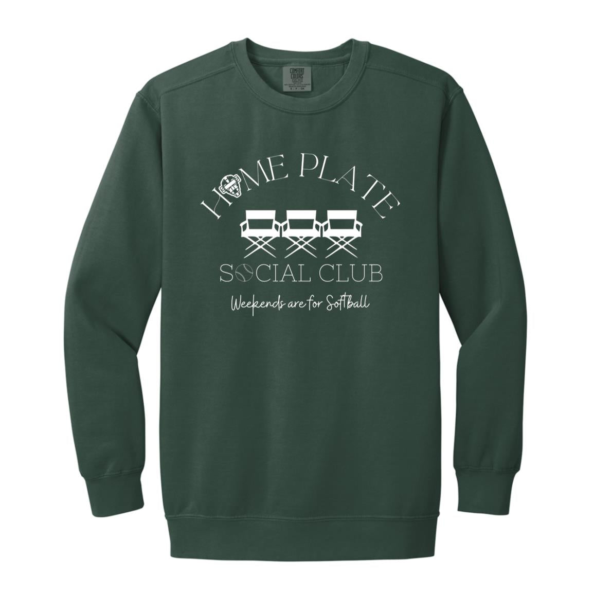 Home Plate Social Club (Softball) Unisex Crewneck Sweatshirt - Blue Spruce