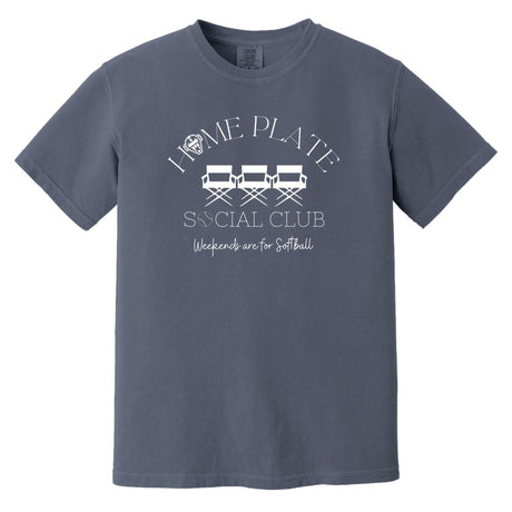 Home Plate Social Club (Softball) Unisex Heavyweight T-Shirt - Denim