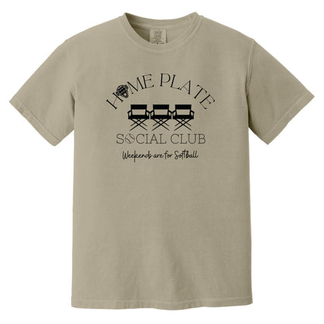 Home Plate Social Club (Softball) Unisex Heavyweight T-Shirt - Sandstone