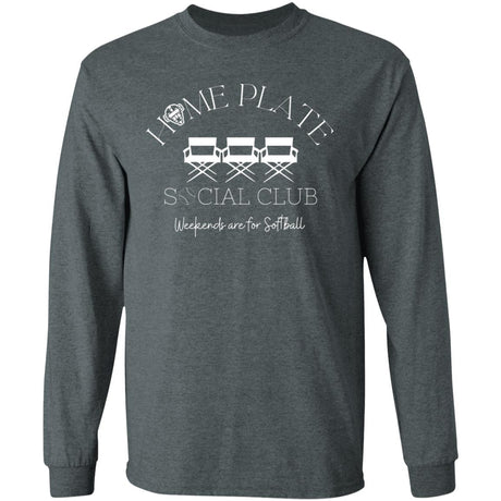 Home Plate Social Club (Softball) Unisex Long Sleeve T-Shirt - Dark Heather