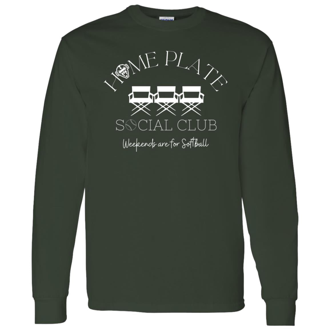 Home Plate Social Club (Softball) Unisex Long Sleeve T-Shirt - Forest Green