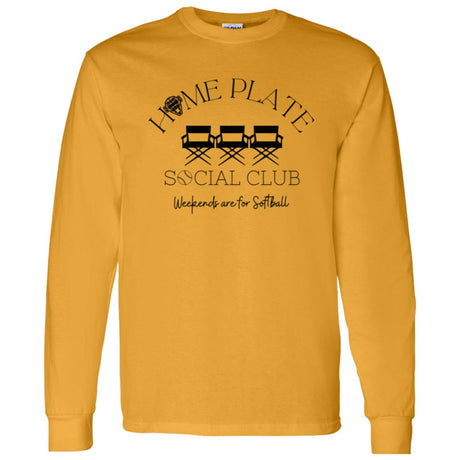 Home Plate Social Club (Softball) Unisex Long Sleeve T-Shirt - Gold