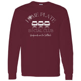 Home Plate Social Club (Softball) Unisex Long Sleeve T-Shirt - Maroon