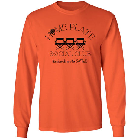 Home Plate Social Club (Softball) Unisex Long Sleeve T-Shirt - Orange