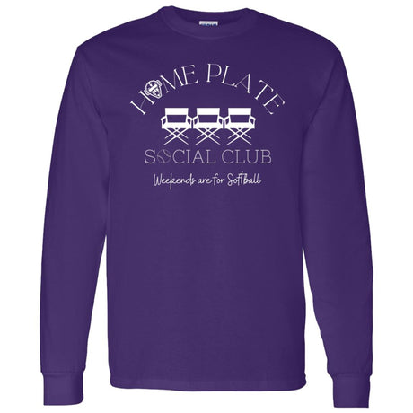 Home Plate Social Club (Softball) Unisex Long Sleeve T-Shirt - Purple