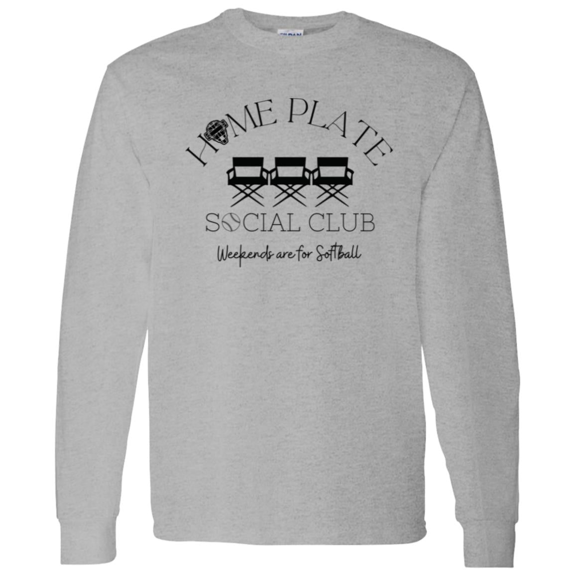 Home Plate Social Club (Softball) Unisex Long Sleeve T-Shirt - Sport Grey