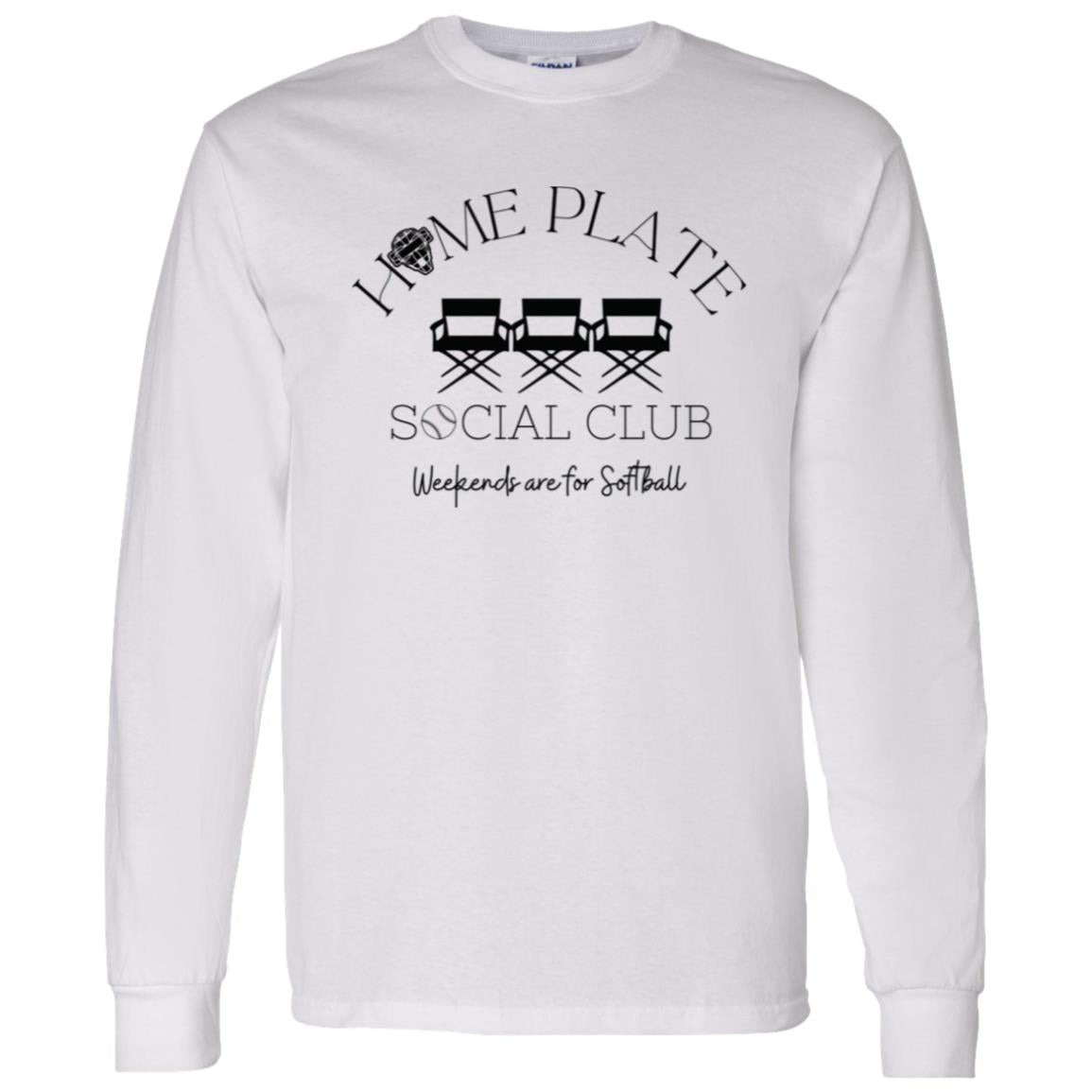 Home Plate Social Club (Softball) Unisex Long Sleeve T-Shirt - White