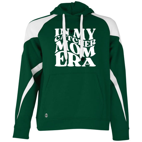 In My Catcher Mom Era Unisex Colorblock Fleece Hoodie  - Green/White