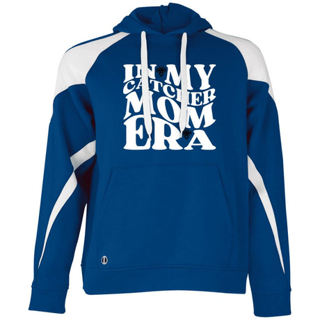 In My Catcher Mom Era Unisex Colorblock Fleece Hoodie - Royal/White