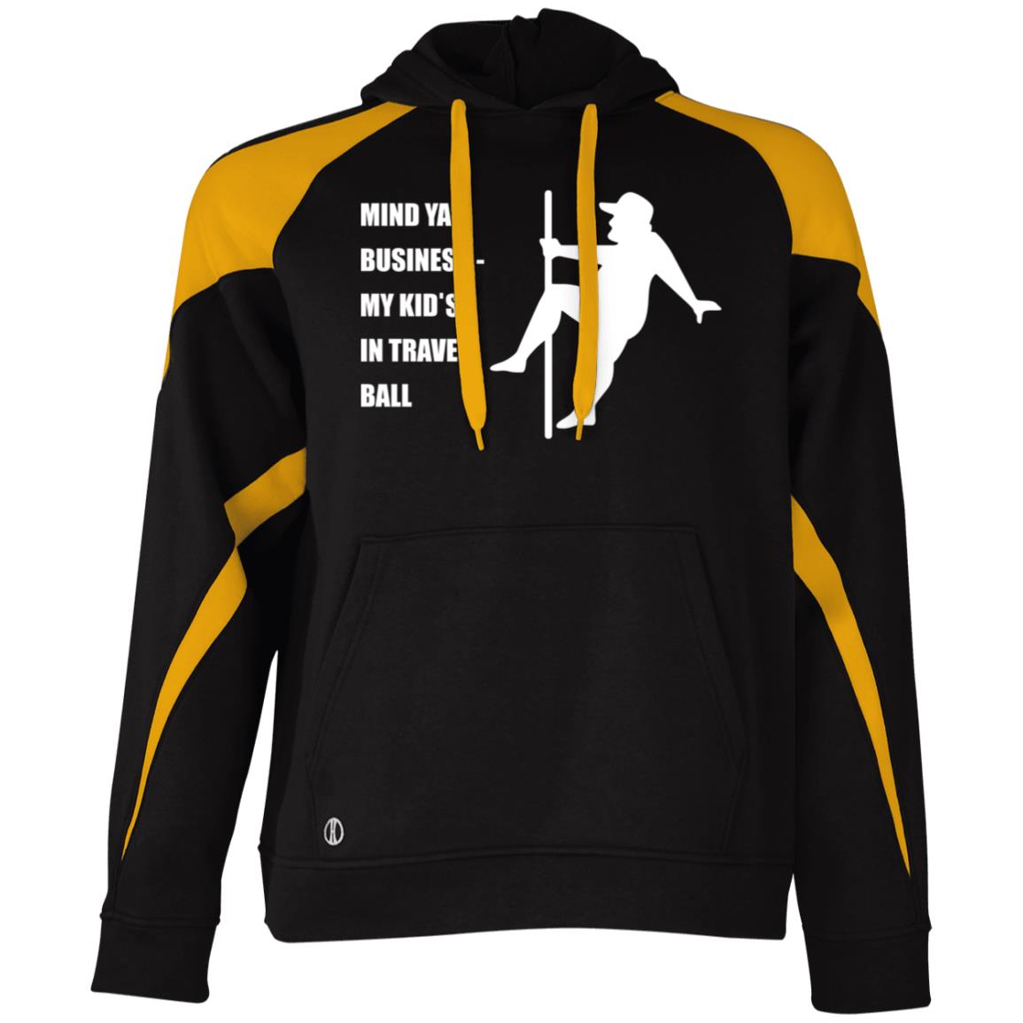 Mind Ya Business Unisex Colorblock Fleece Hoodie - Black/Gold