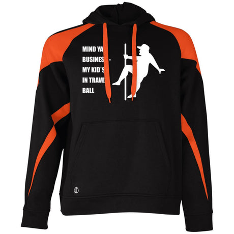 Mind Ya Business Unisex Colorblock Fleece Hoodie - Black/Orange