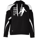 Mind Ya Business Unisex Colorblock Fleece Hoodie -Black/White