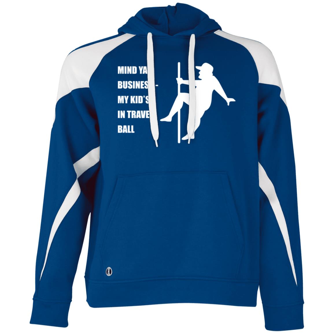 Mind Ya Business Unisex Colorblock Fleece Hoodie - Royal/White