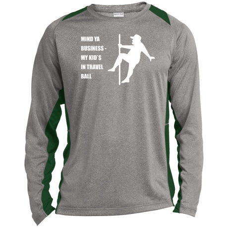 Mind Ya Business Unisex Colorblock Performance Long Sleeve T-Shirt - Heather Grey/Green