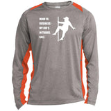 Mind Ya Business Unisex Colorblock Performance Long Sleeve T-Shirt - Heather Grey/Orange