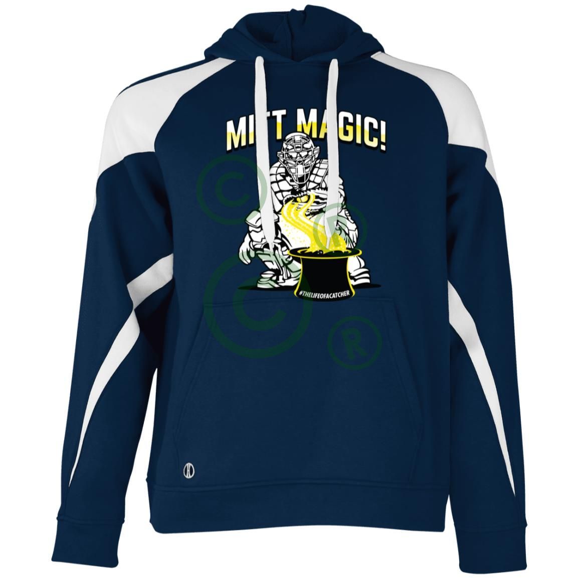 Mitt Magic Unisex Colorblock Fleece Hoodie - Navy