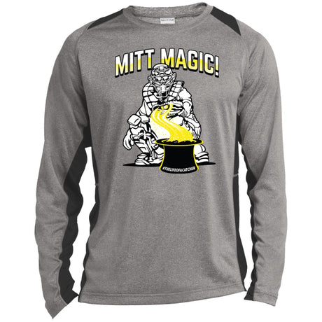 Mitt Magic Unisex Colorblock Performance Long Sleeve T-Shirt - Heather/Black