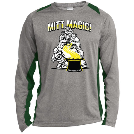 Mitt Magic Unisex Colorblock Performance Long Sleeve T-Shirt - Heather/Green