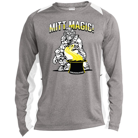 Mitt Magic Unisex Colorblock Performance Long Sleeve T-Shirt - Heather/White