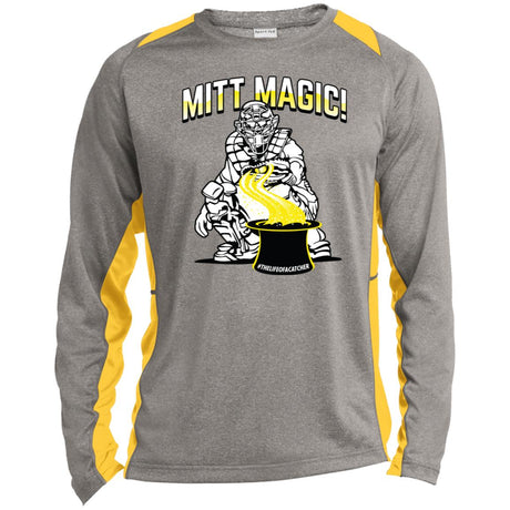 Mitt Magic Unisex Colorblock Performance Long Sleeve T-Shirt - Heather/Yellow
