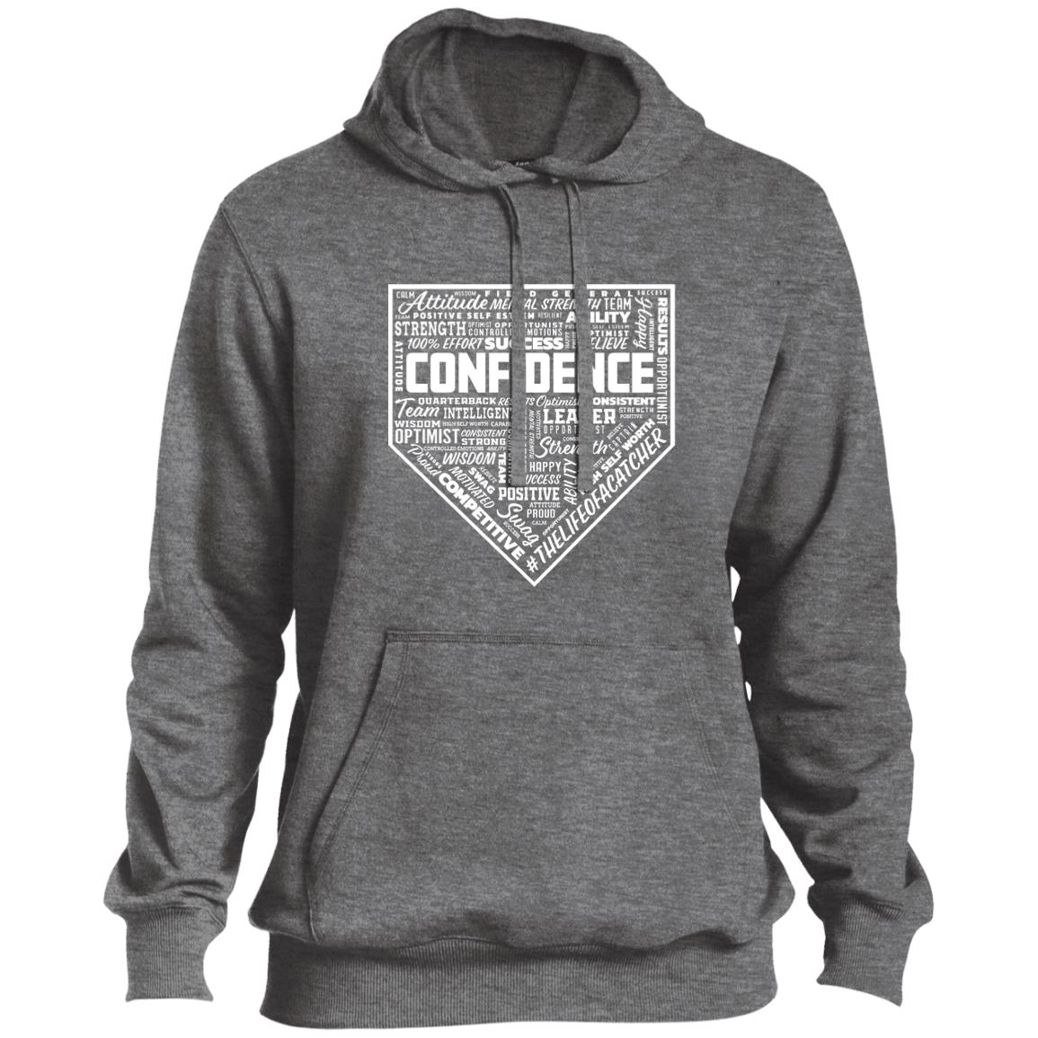 The Catching Guy Catcher Confidence Pullover Hoodie in grey