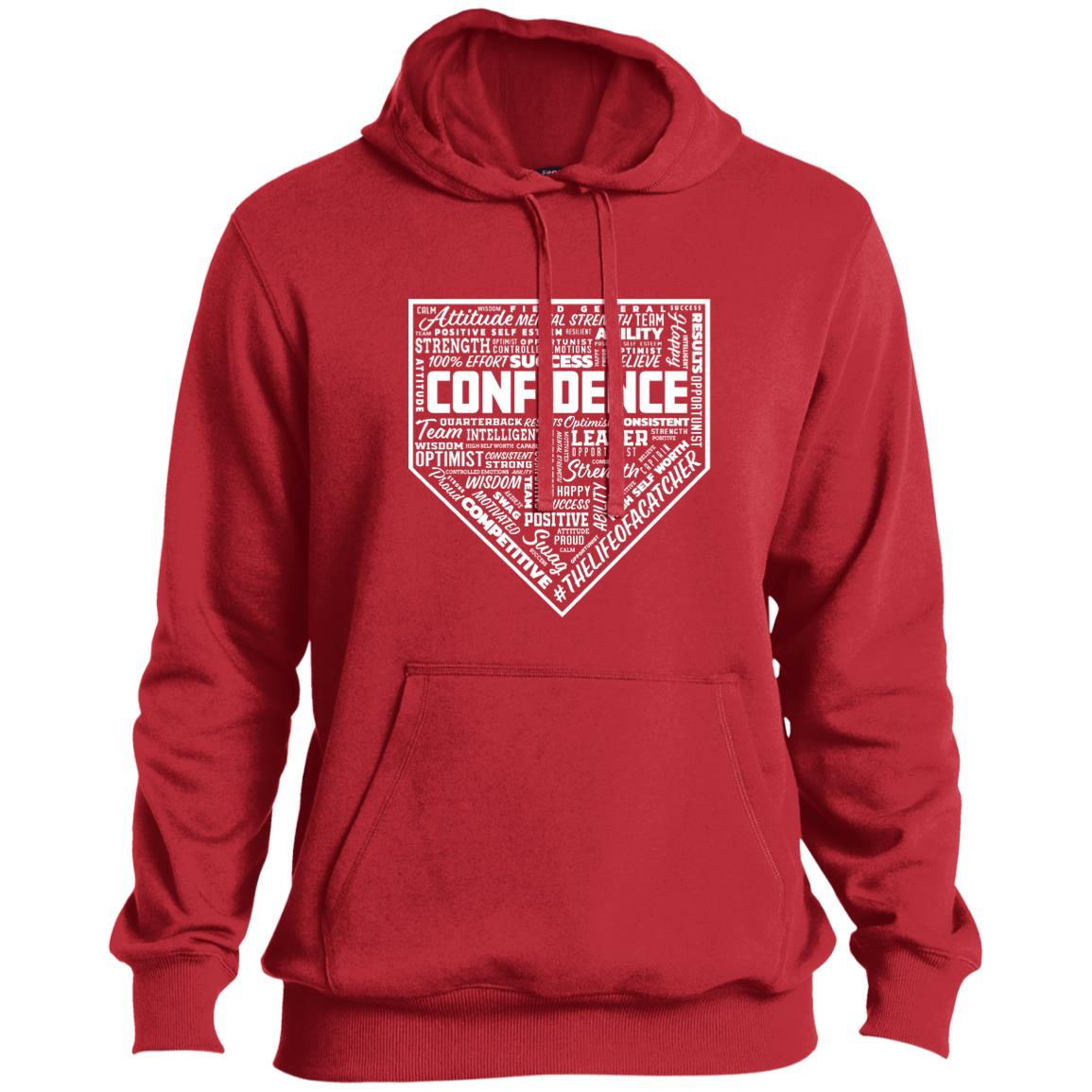 The Catching Guy Catcher Confidence Pullover Hoodie red