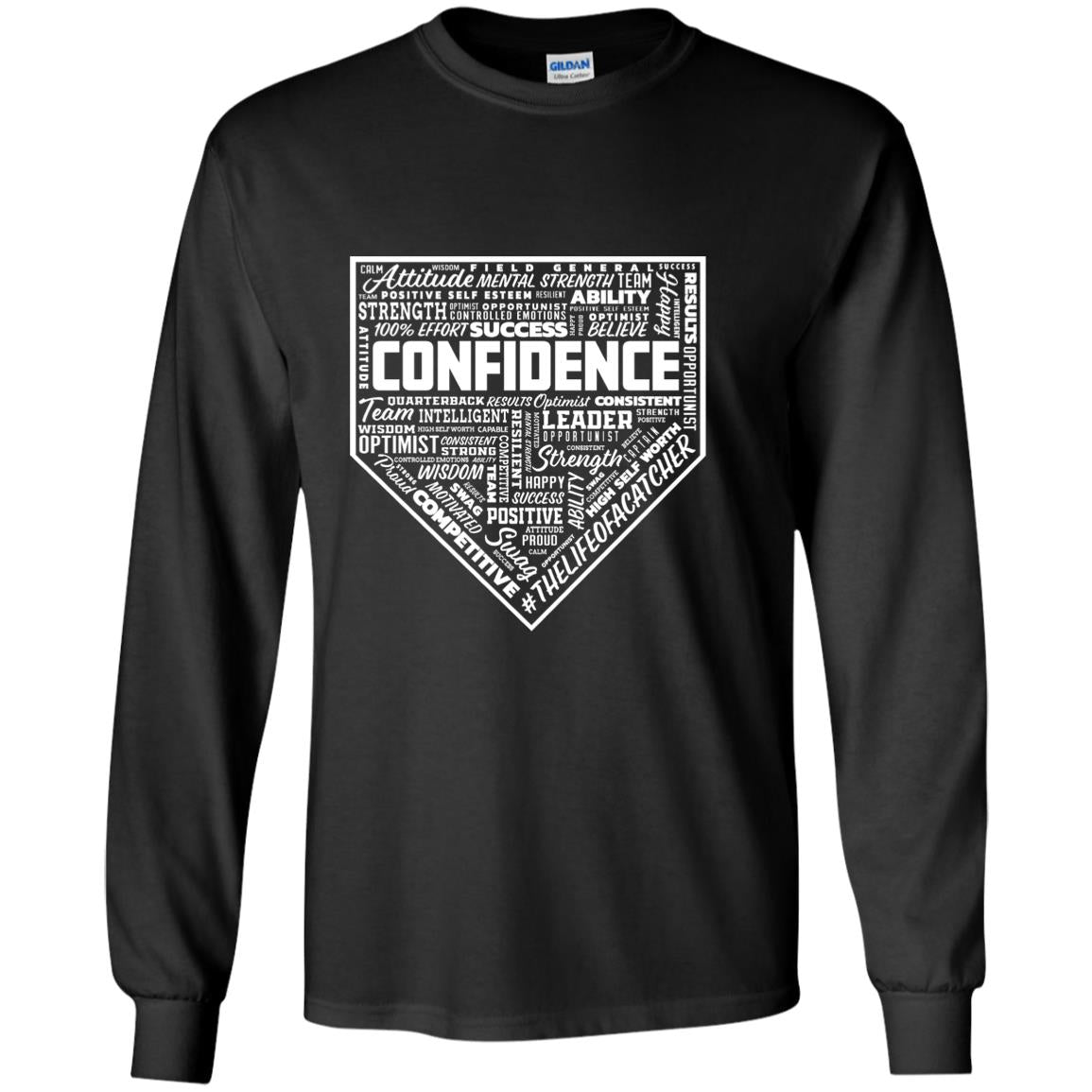 The Catching Guy Catcher Confidence Youth Long Sleeve Tee in black