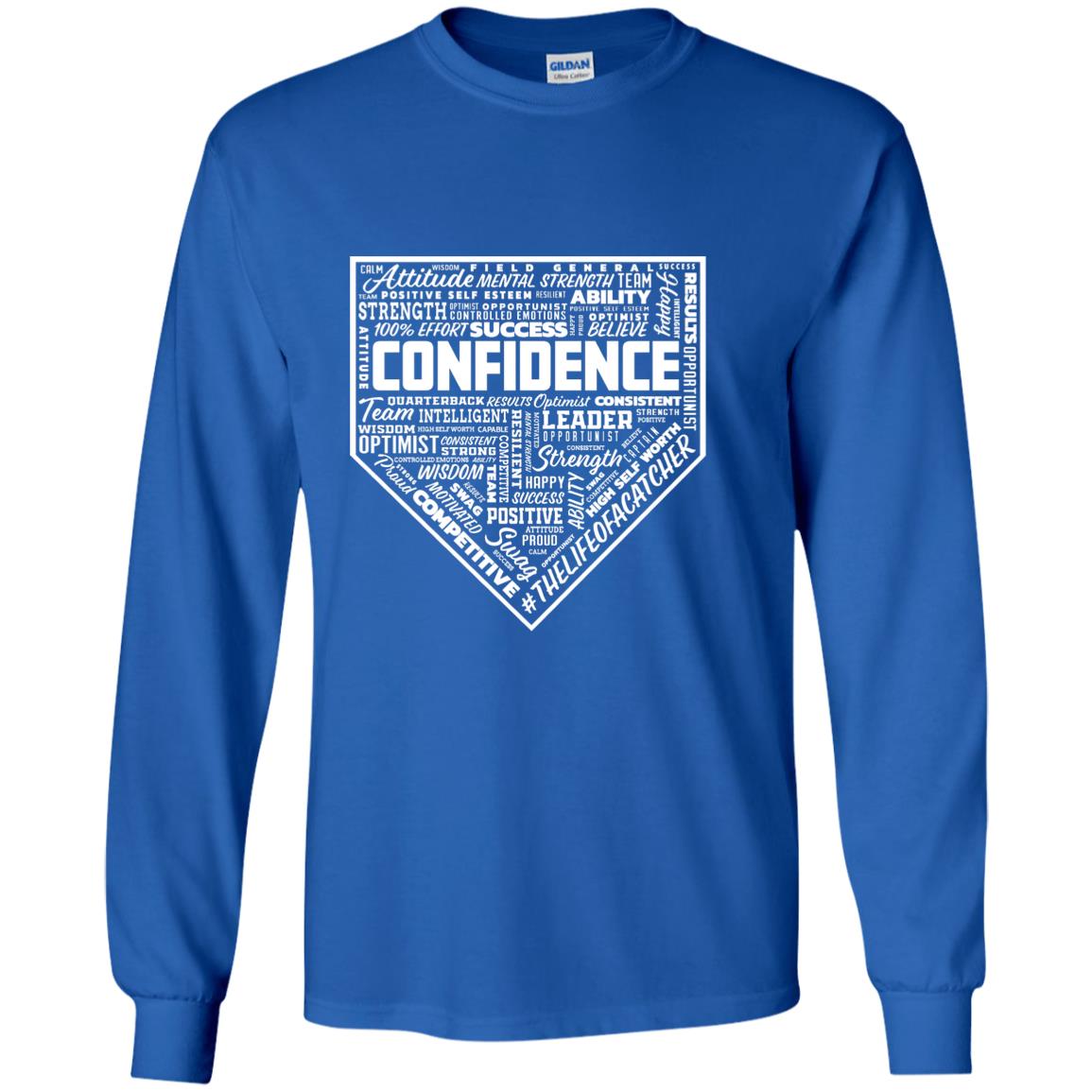 The Catching Guy Catcher Confidence Youth Long Sleeve Tee in blue