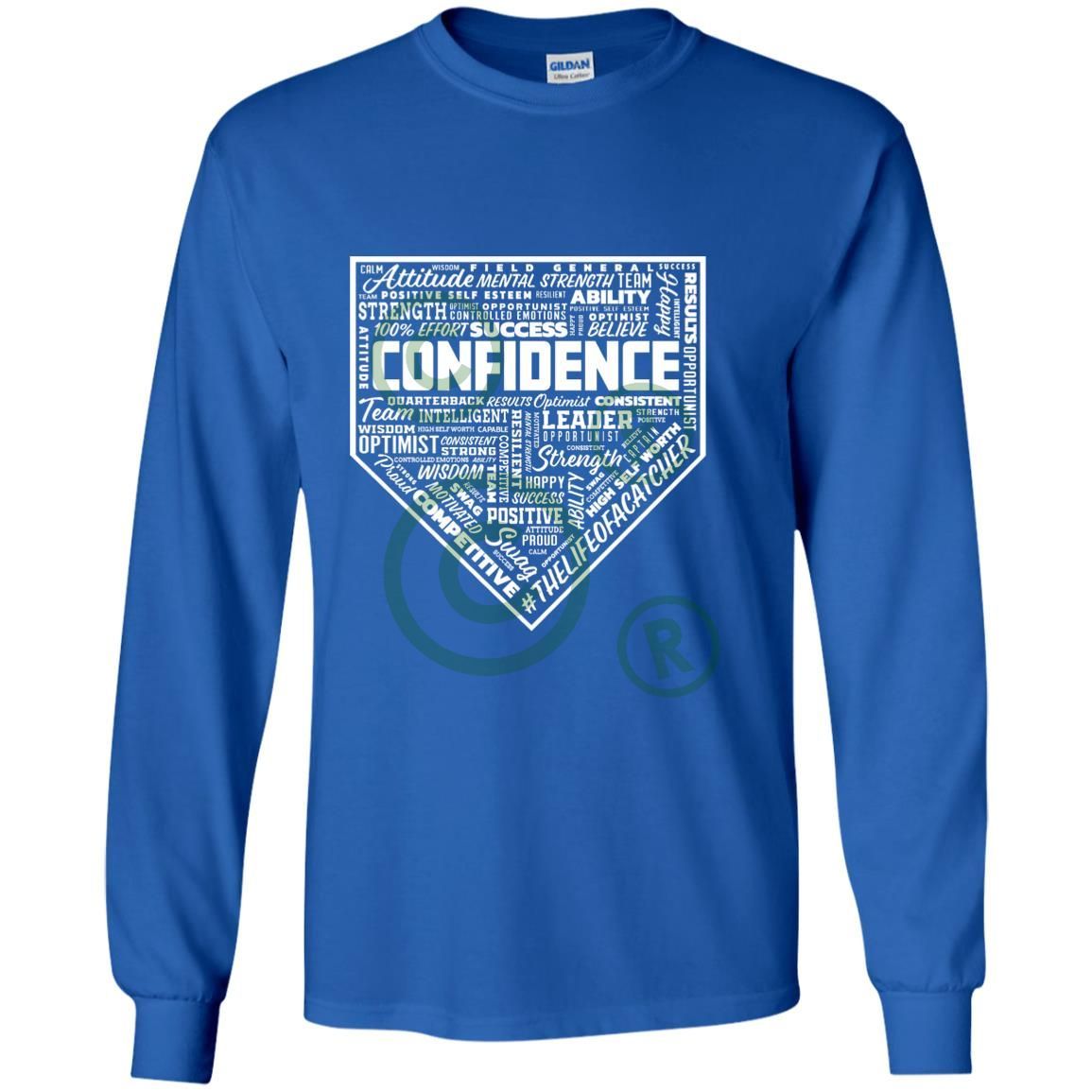 The Catching Guy Catcher Confidence Youth Long Sleeve Tee in blue