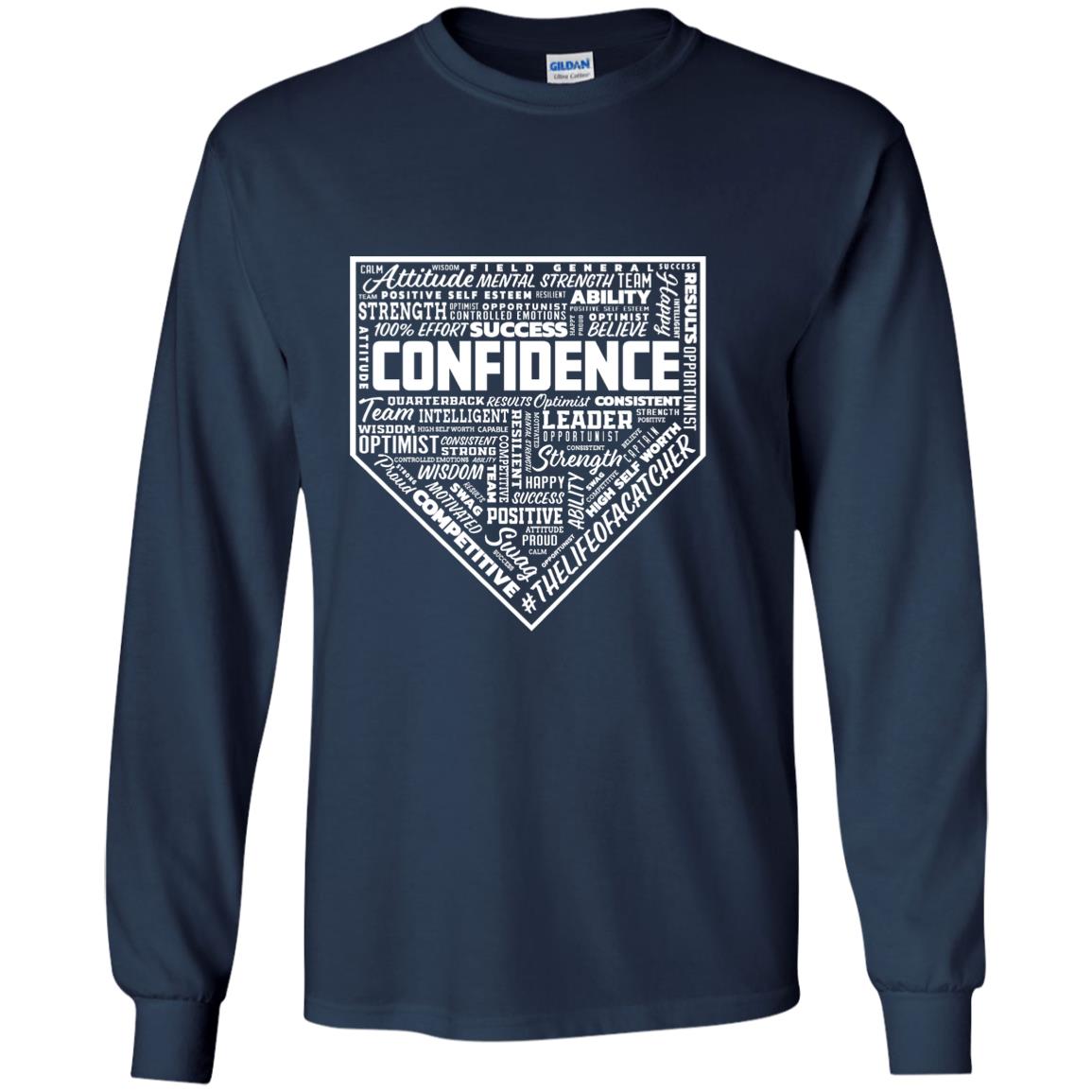 The Catching Guy Catcher Confidence Youth Long Sleeve Tee in navy