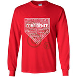 The Catching Guy Catcher Confidence Youth Long Sleeve Tee in red