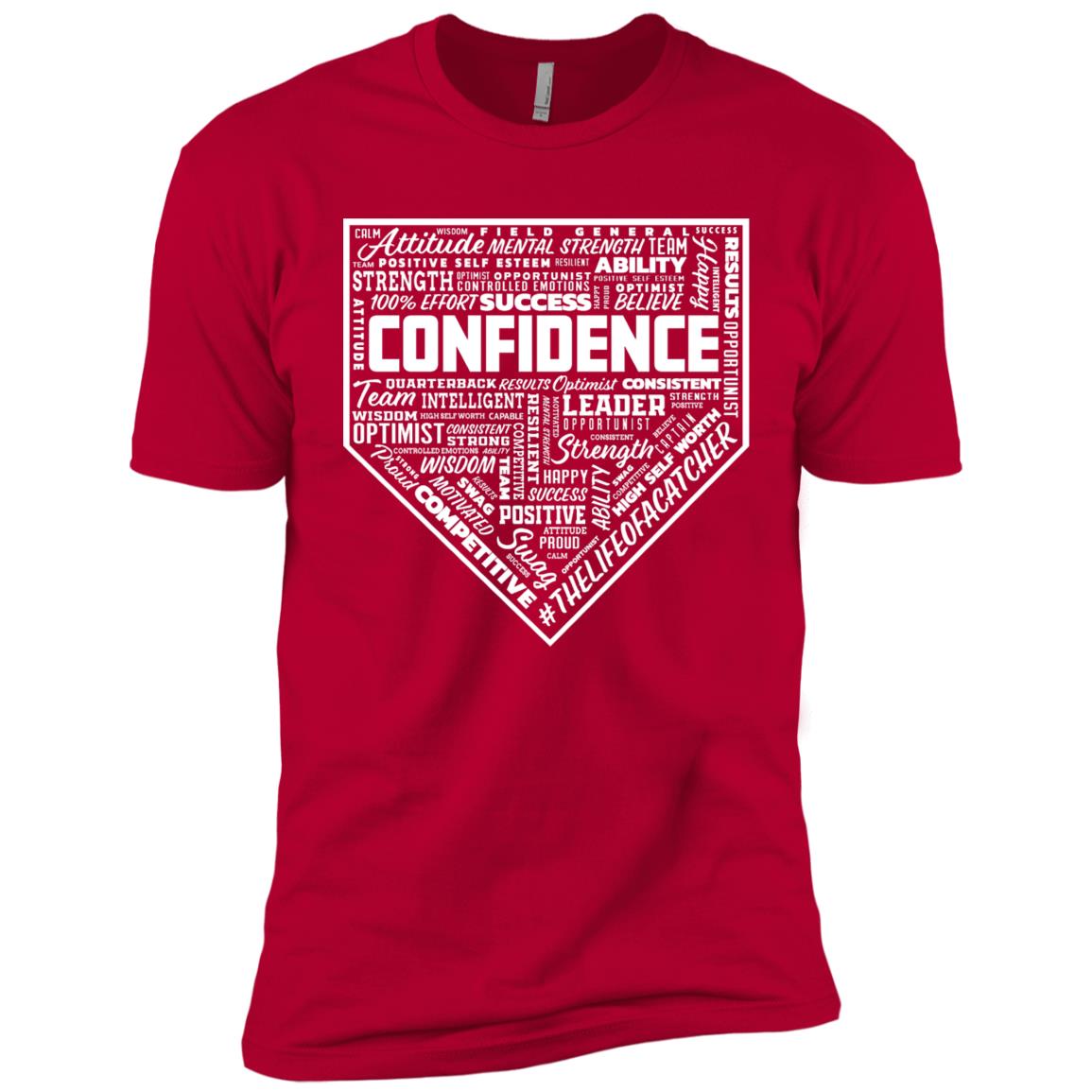 The Catching Guy Catcher Confidence Youth Tee in red