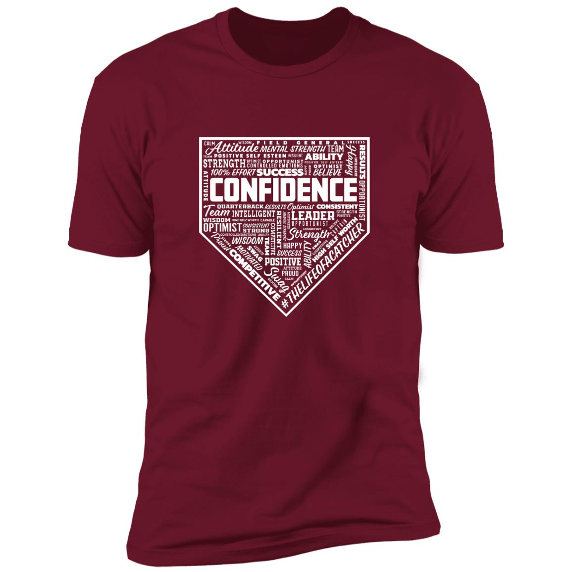 the catching guy confidence t-shirt mockup in red