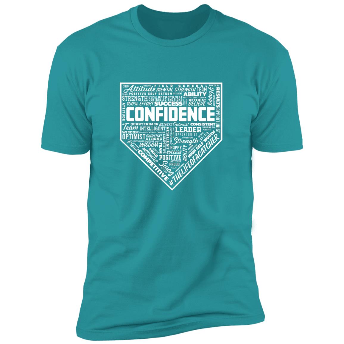 the catching guy confidence t-shirt mockup in teal