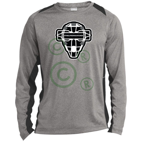 The Catching Guy Logo Mask Unisex Colorblock Performance Long Sleeve T-Shirt - Heather/Black