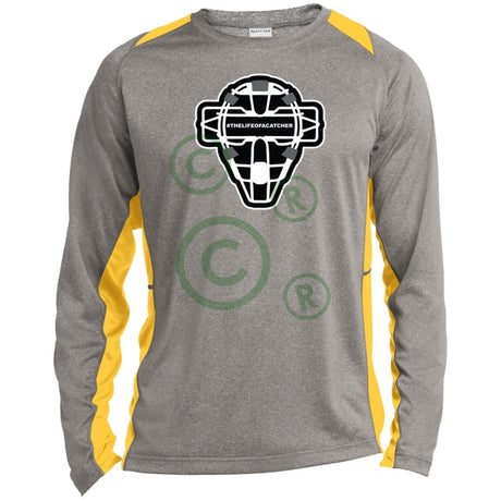 The Catching Guy Logo Mask Unisex Colorblock Performance Long Sleeve T-Shirt - Heather/Gold