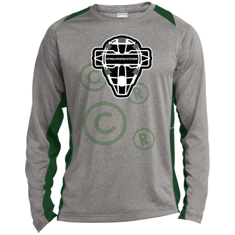 The Catching Guy Logo Mask Unisex Colorblock Performance Long Sleeve T-Shirt - Heather/Green