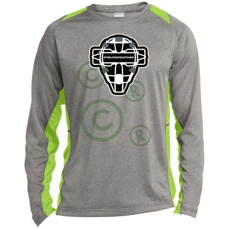 The Catching Guy Logo Mask Unisex Colorblock Performance Long Sleeve T-Shirt - Heather/Lime Shock