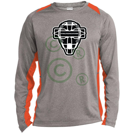 The Catching Guy Logo Mask Unisex Colorblock Performance Long Sleeve T-Shirt - Heather/Orange