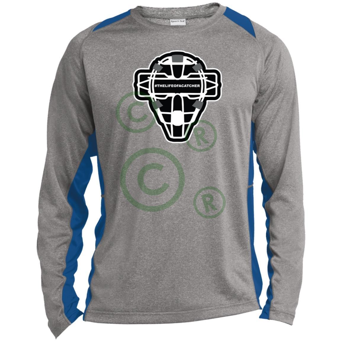 The Catching Guy Logo Mask Unisex Colorblock Performance Long Sleeve T-Shirt - Heather/Royal