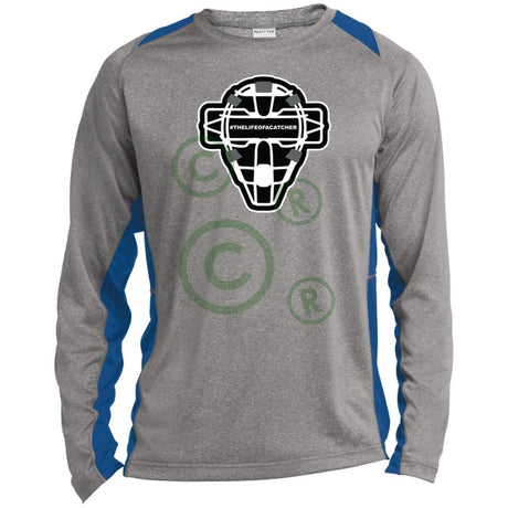 The Catching Guy Logo Mask Unisex Colorblock Performance Long Sleeve T-Shirt - Heather/Royal