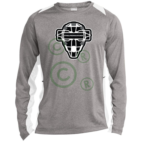 The Catching Guy Logo Mask Unisex Colorblock Performance Long Sleeve T-Shirt - Heather/White