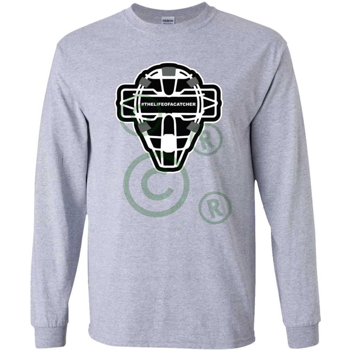 The Catching Guy Logo Mask Youth Long Sleeve T-Shirt - Grey