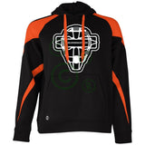 The Catching Guy Logo Mask Unisex Colorblock Fleece Hoodie - Black/Orange